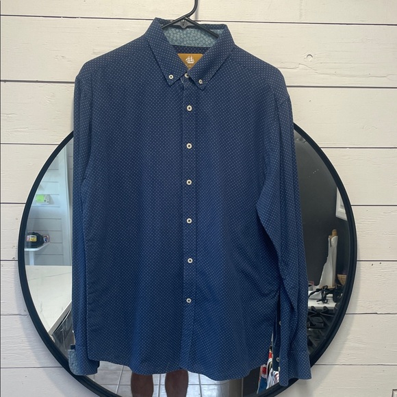 White Ship Other - Navy Patterned Button-Down Shirt Tagged XXL (Fits Like Large) – Great Condition